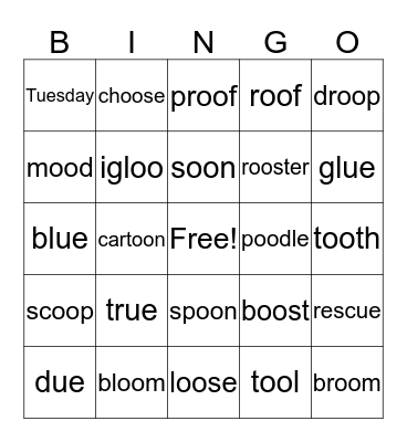 Long oo  Bingo Card