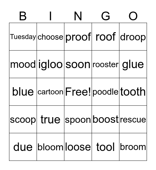 Long oo  Bingo Card