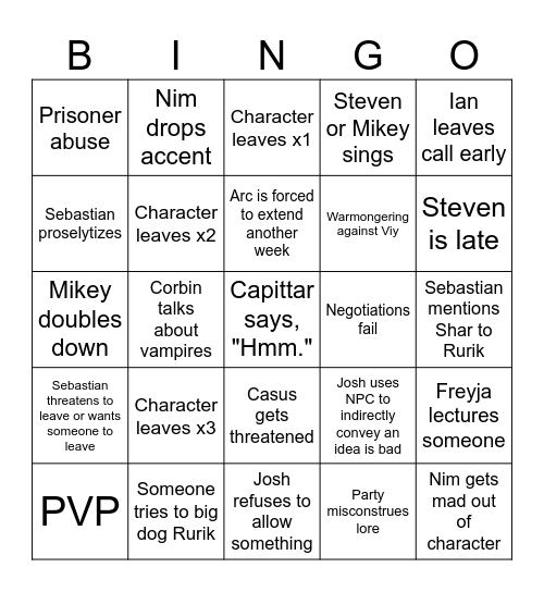 DND BINGO 19JUL25 Bingo Card