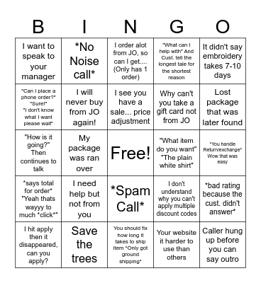 Work Bingo Card