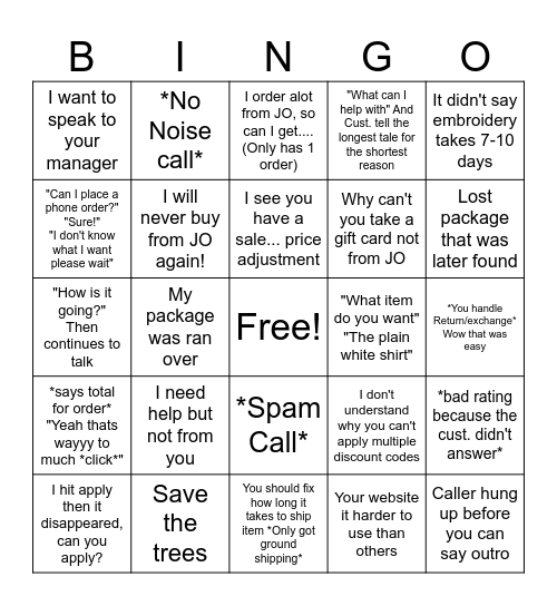 Work Bingo Card