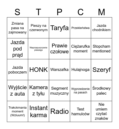 Stopcham Moment Bingo Card