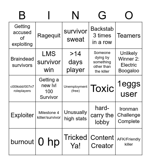 WE ARE FORSAKEN Bingo Card