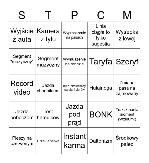 Stopcham moment Bingo Card