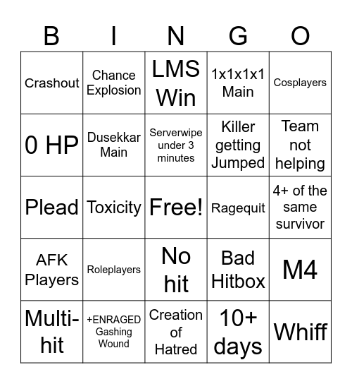 ??? Bingo Card