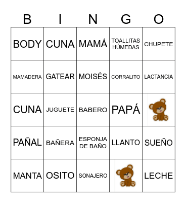 BABY SHOWER Bingo Card