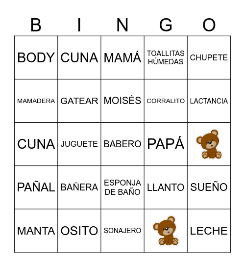 BABY SHOWER Bingo Card