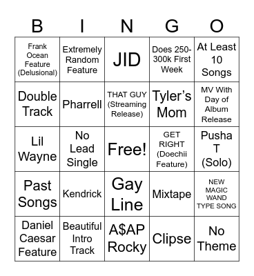 DON’T TAP THE GLASS Bingo Card
