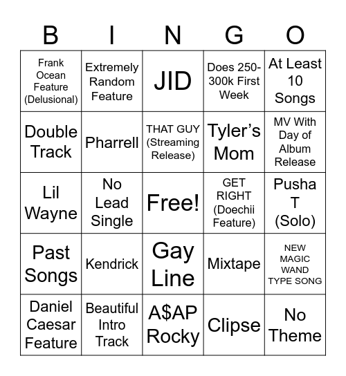 DON’T TAP THE GLASS Bingo Card