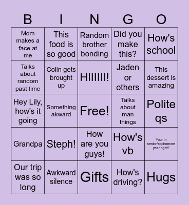 Family bingo Card