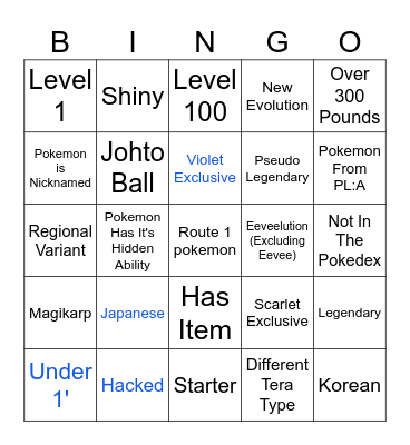 Pokemon Scarlet/Violet Surprise Trade Bingo Card