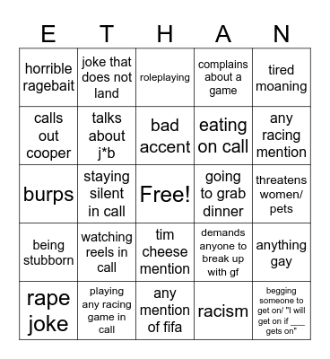 Johnson Bingo Card