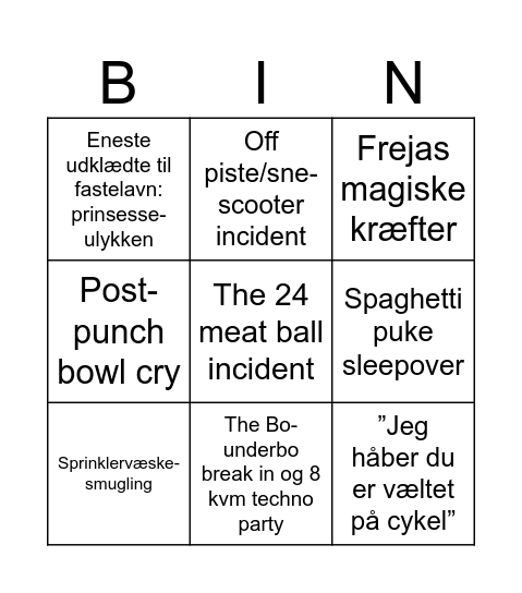 F + L Bryllupsbingo Card