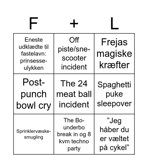 Bryllupsbingo Card