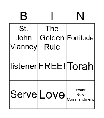 Jesus and the Commandment of Love Bingo Card
