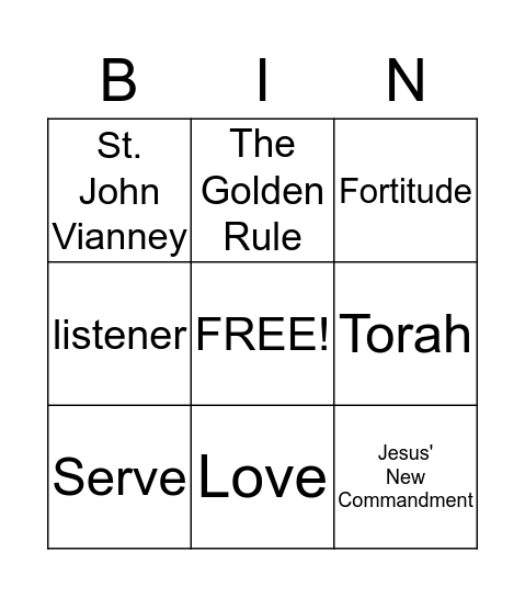 Jesus and the Commandment of Love Bingo Card