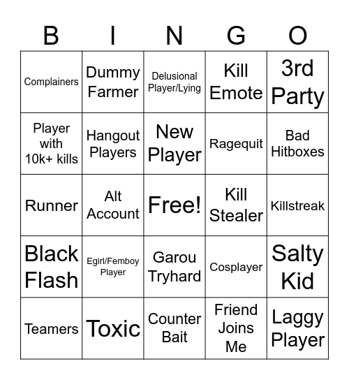 tsb bingo Card