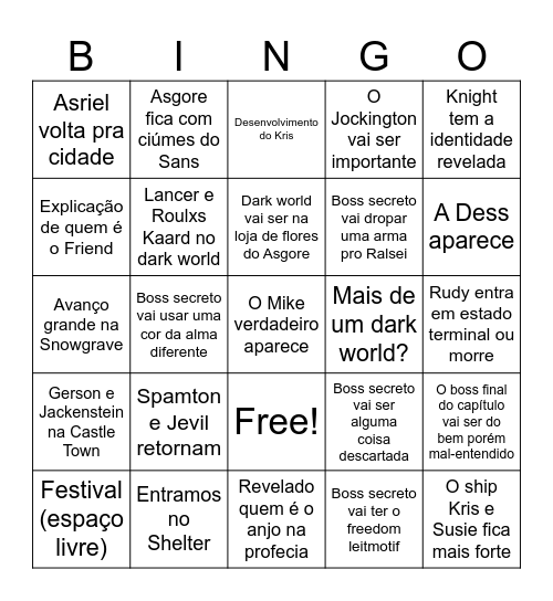 DELTARUNE CHAPTER 5 Bingo Card