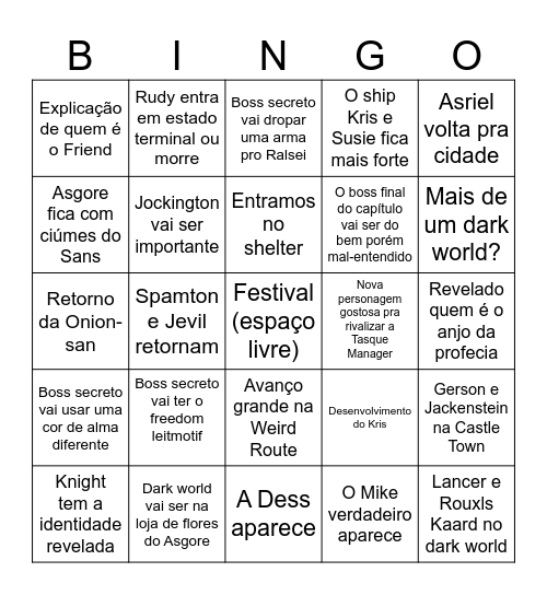 DELTARUNE CHAPTER 5 Bingo Card