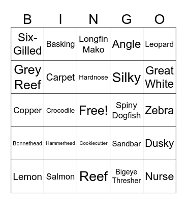 SHARK WEEK Bingo Card