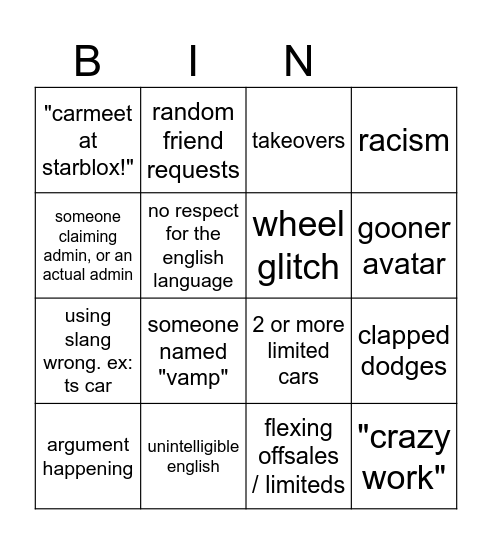 swfl bingo Card