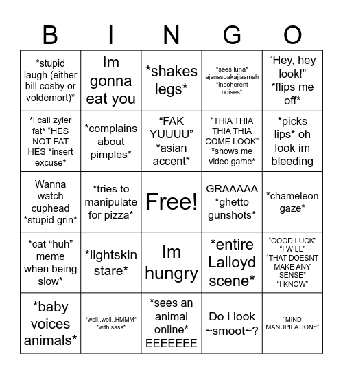 Bullshit Ian Does Bingo Card