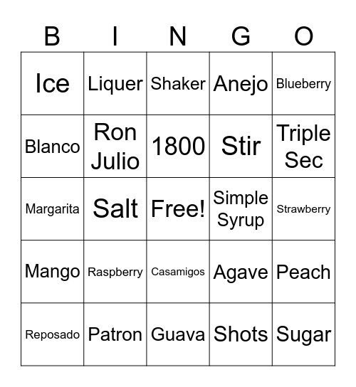 Margarita Bingo Card