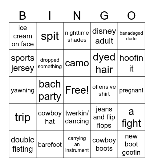 Boardwalk Bingo Card