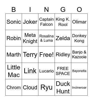 Smash Random Bingo Card