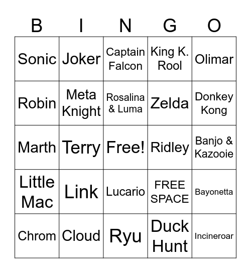 Smash Random Bingo Card