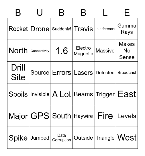 Dr. Travis Taylor’s Big Bubble Bingo Card