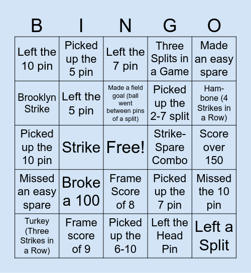 First Annual Bowling Ball Bingo Card