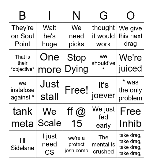 Ranked Flex Bingo Card