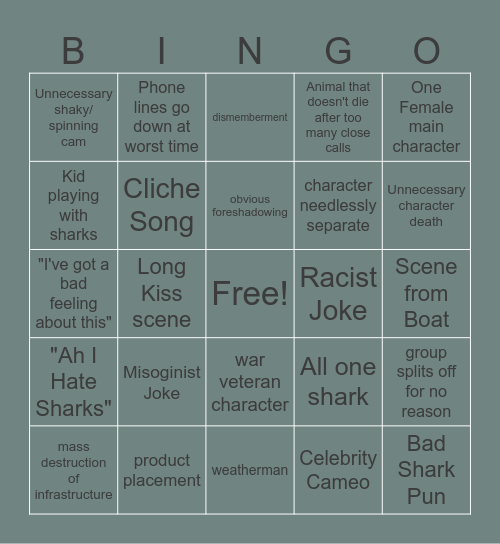 Shark Week! Bingo Card