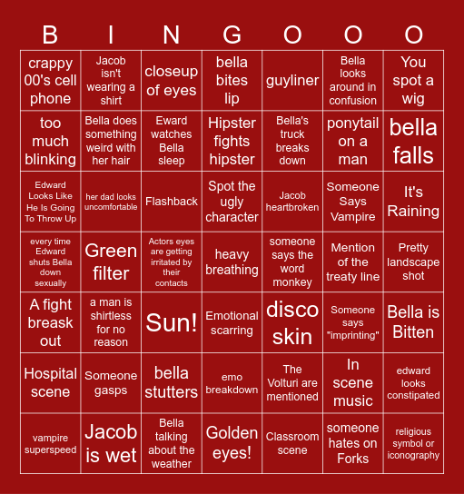 Twilight Bingo Card