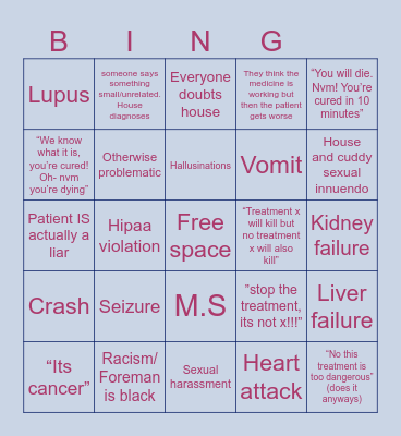 MD House Bingo Card