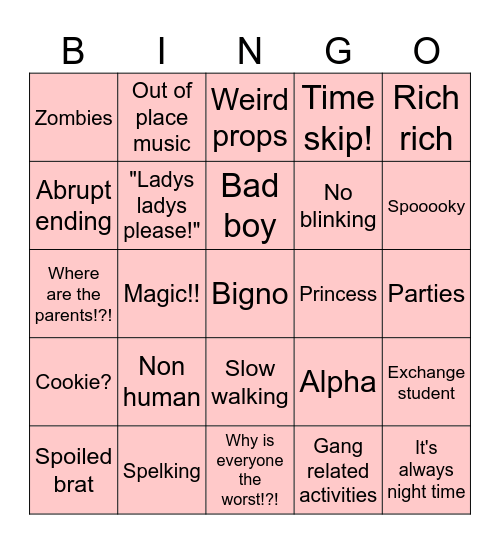 Glmm Bingo Card