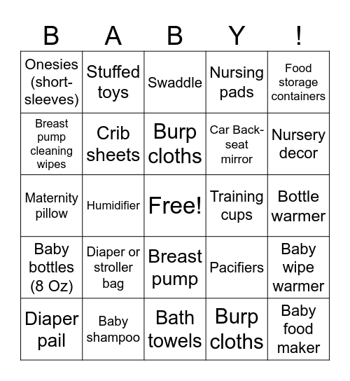 Gift Bingo Card