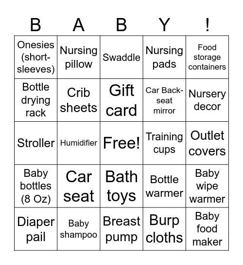 Gift Bingo Card