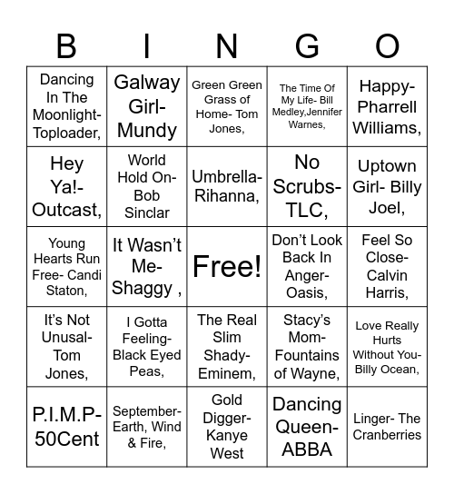 MUSIC BINGO Card