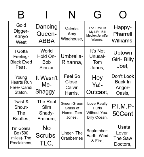 Music Bingo Card
