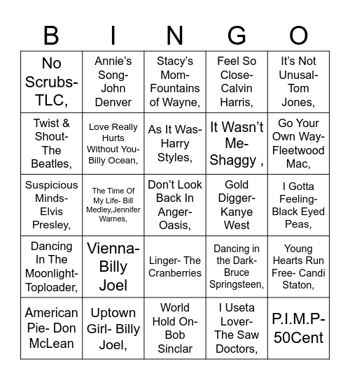 MUSIC BINGO Card