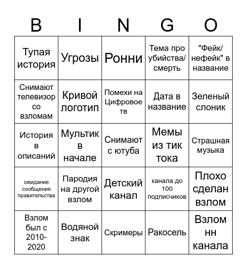 Взломы телеконалов Bingo Card