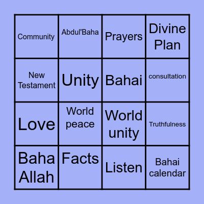 Bahai Bingo Card