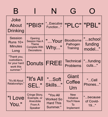 Back-To-School PD Bingo Card