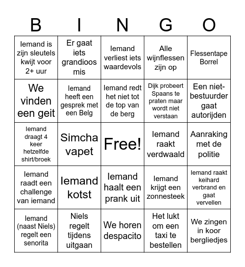 3e flessentapevakantie Bingo Card
