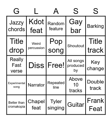 DONT TAP THE GLASS Bingo Card