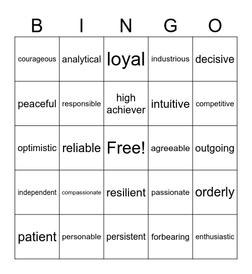 Character Card Bingo Card