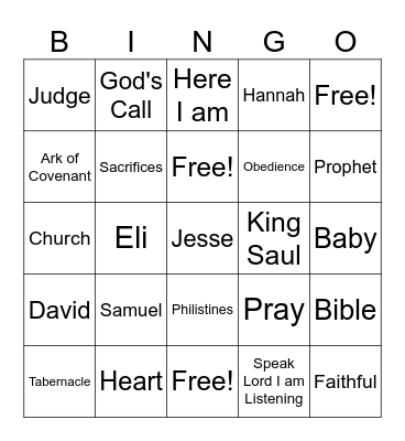 Samuel Bingo Card