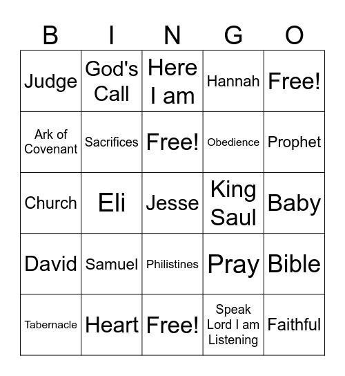 Samuel Bingo Card